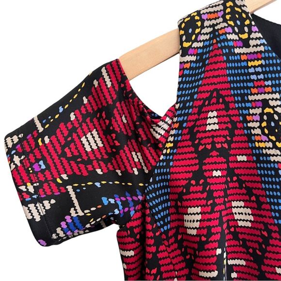 Maggy London medallion cap sleeve keyhole Colorful jewel tones sheath dress Sz 4 - Picture 10 of 14